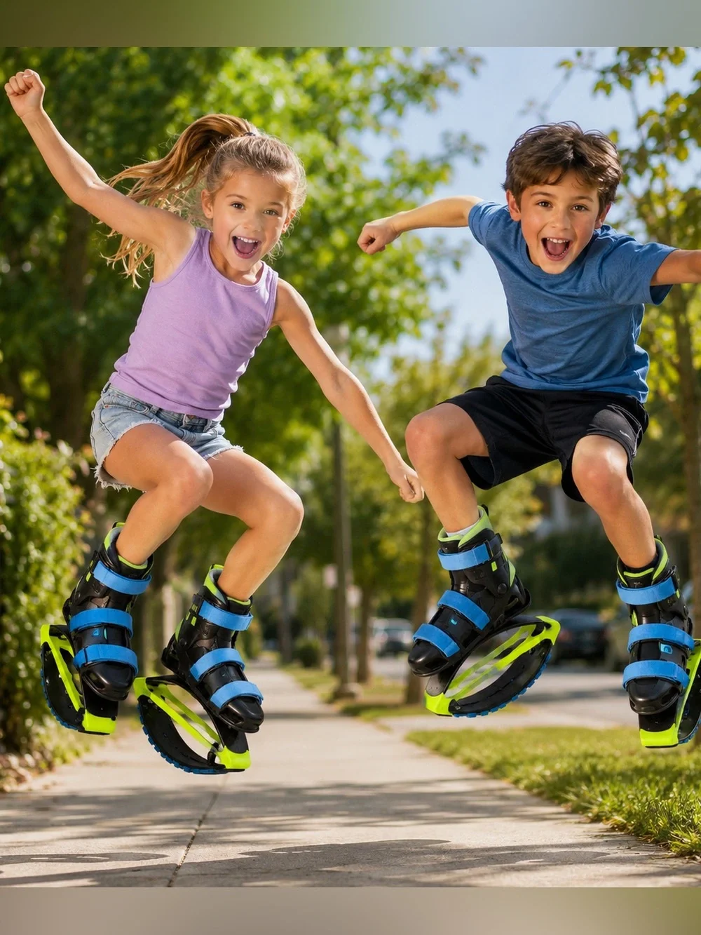 Madd Gear Boosters Bouncing Boots, Blue Rubber Soles Size 3-6 Youth